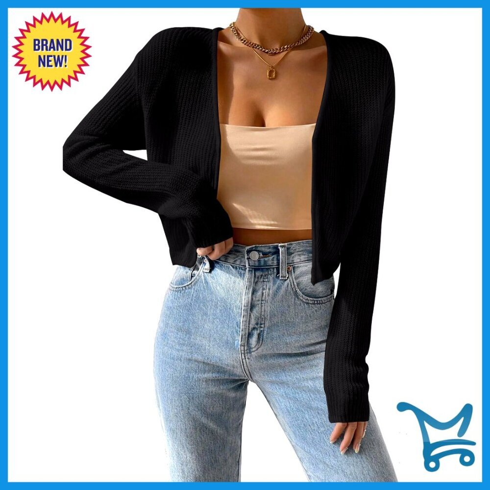Cropped Cardigan Sweater Open Front Long Sleeve Lightweight Bolero Shrug